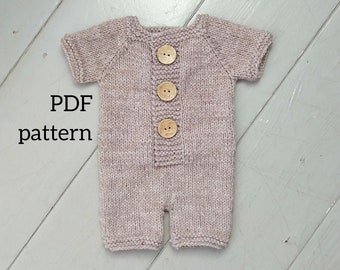 Patrón PDF para pelele NICO, patrón de punto, patrón para accesorios de fotografía, patrón para pelele de manga corta para recién nacidos
