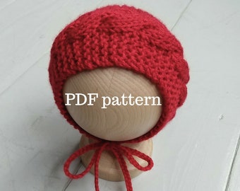 EVE Bonnet PDF Pattern, Knitting Pattern, Photo Prop Pattern, Newborn Hat Pattern