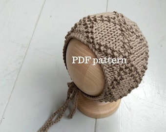 TIMOTHY Bonnet PDF Pattern, Knitting Pattern, Photo Prop Pattern, Newborn Hat Pattern