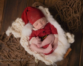 Patrones en PDF para pelele de Papá Noel y gorro de Hilary, patrón de punto, patrón para accesorios de fotografía, conjunto de patrones para pelele y gorro de recién nacido.