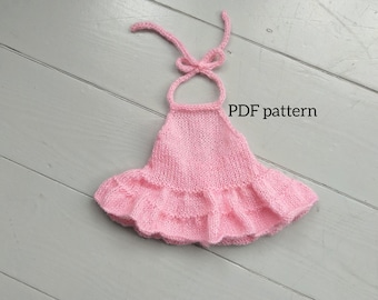 YASMIN Top PDF Pattern, Knitting Pattern, Photo Prop Pattern, Newborn Halterneck Dress Pattern