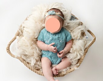 Patrón PDF del pelele RICKY, patrón de punto, patrón para accesorios de fotografía, patrón para el cuerpo del recién nacido.