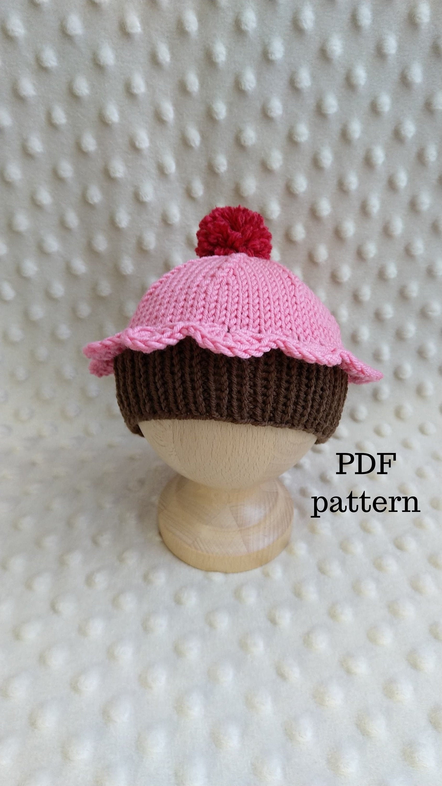 CUPCAKE Hat PDF Pattern Knitting Pattern Photo Prop Pattern