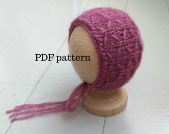 AVERY Bonnet PDF Pattern, Knitting Pattern, Photo Prop Pattern, Newborn Hat Pattern