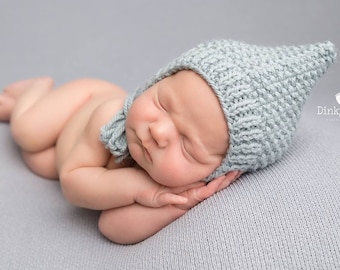 Patrón PDF para gorro PIXIE, patrón de punto, patrón para accesorios de fotografía, patrón para gorro de recién nacido