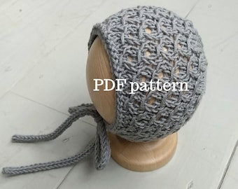 GEORGE Bonnet PDF Pattern, Knitting Pattern, Photo Prop Pattern, Newborn Hat Pattern