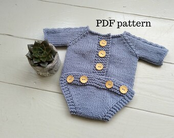UMBERTO Romper PDF Pattern, Knitting Pattern, Newborn Photo Prop Pattern