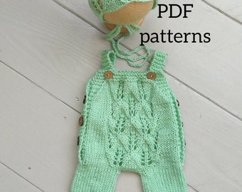 VANNY Romper and VANESSA Bonnet PDF Patterns, Knitting Pattern, Photo Prop Pattern, Newborn Longlegs Romper Set Pattern