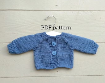 BLUE Cardi PDF Pattern, Knitting Pattern, Photo Prop Pattern, Newborn Cardi Pattern