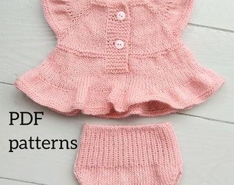 Patrones PDF de vestido y braguita SAYFA, patrón de tejido, patrón de accesorio fotográfico, patrón de top y cubrepañal para recién nacidos