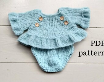 DANIELLE and DANTE Set PDF Pattern, Knitting Pattern, Photo Prop Patterns, Newborn Top and Bloomers Set Pattern