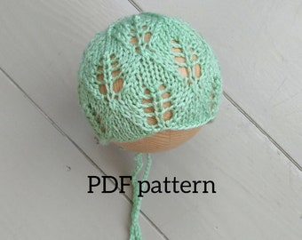 VANESSA Leaf Bonnet PDF Pattern, Knitting Pattern, Photo Prop Pattern, Newborn Hat Pattern