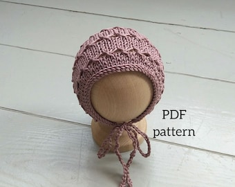 DOLLY Bonnet PDF Pattern, Knitting Pattern, Photo Prop Pattern, Newborn Hat Pattern