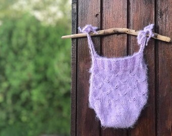 Patrón PDF del pelele STARLETT, patrón de punto Aran, patrón para sesión de fotos, patrón de pelele de encaje para recién nacido