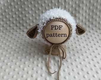 LAMB Bonnet PDF Pattern, Knitting Pattern, Photo Prop Pattern, Newborn Hat Pattern