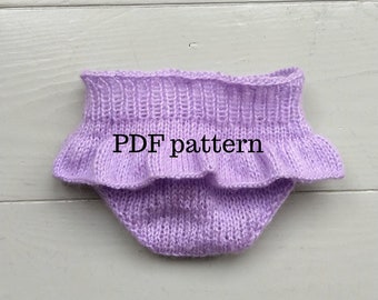 RITA Bloomers PDF Pattern, Knitting Pattern, Photo Prop Pattern, Newborn Frills Nappy Cover Pattern