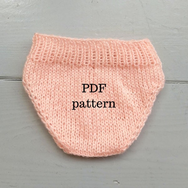 OLGA Bloomers PDF Pattern, Reborn Knitting Pattern, Photo Prop Pattern, Newborn Simple Nappy Cover Pattern