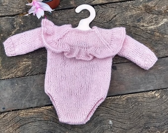 Patrón PDF para pelele MELANIE, patrón de punto, patrón para accesorios de fotografía, patrón para pelele de manga larga para recién nacidos.