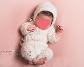 SHELBY Footless Pyjama Romper PDF Pattern, Knitting Pattern, Photo Prop Pattern, Newborn Longsleeved Romper Pattern