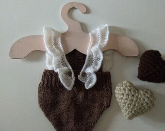 Patrón PDF del pelele KATE, patrón de punto, patrón para sesión de fotos, patrón de pelele con volantes y tirantes para recién nacidos