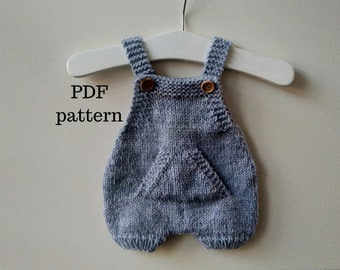 Patrón PDF para pelele EDWARD, patrón de punto, patrón para accesorios de fotografía, patrón para peto de recién nacido