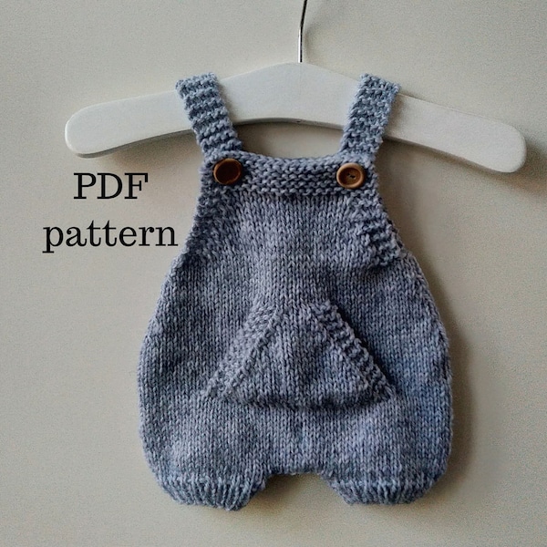 EDWARD Romper PDF Pattern, Knitting Pattern, Photo Prop Pattern, Newborn Dungarees Pattern