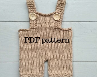 ARCHIE Dungarees PDF Pattern, Knitting Pattern, Photo Prop Pattern, Newborn Romper Pattern