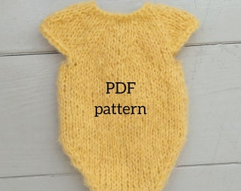 SOFIA romper pdf-patroon, breipatroon, foto-rekwisietpatroon, pasgeboren romperpatroon met kapmouwtjes