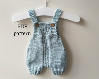 OLLIE Romper PDF Pattern, Knitting Pattern, Photo Prop Pattern, Newborn Dungarees Pattern