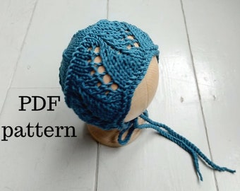 YELENA Lace Bonnet PDF Pattern, Knitting Pattern, Photo Prop Pattern, Newborn Hat Pattern