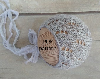 PIPER Lace Bonnet PDF Pattern, Strickanleitung, Photo Prop Pattern, Newborn Hat Schnittmuster