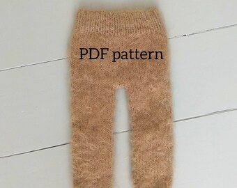 Patrón PDF de leggings con pies PETER dk, patrón de punto, patrón para accesorios de fotografía, patrón de pantalones para recién nacidos