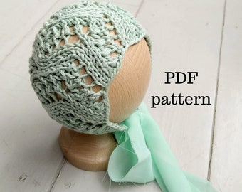 ORCHID dk Bonnet Knit PDF Pattern, Knitting Pattern, Photo Prop Pattern, Newborn Hat Pattern