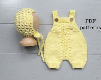 Patrones en PDF del pelele MARIA y el gorro MIA, patrón de punto para bebé reborn, patrón para accesorios de fotografía, patrón de conjunto de peto para recién nacido