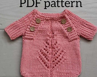 KAROLA Romper PDF Pattern, Knitting Pattern, Photo Prop Pattern, Newborn Short sleeve Romper Pattern