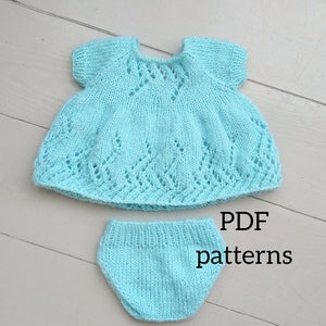 SABRINNA Top Dress and Bottoms PDF Patterns, Knitting Pattern, Photo Prop Pattern, Newborn Swing Top and Nappy Cover
