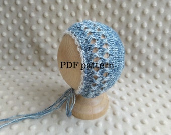 MADDY Lace Bonnet PDF Pattern, Knitting Pattern, Photo Prop Pattern, Newborn Hat Pattern