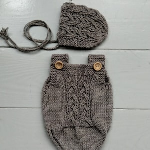 PATRICK Romper and Bonnet Set PDF Patterns, Knitting Pattern, Photo Prop Pattern, Newborn Romper Pattern