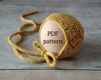 LILY Lace Strickmütze PDF Pattern, Strickanleitung Photo Prop, Neugeborenen Mütze Strickmuster