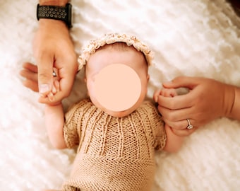 Patrón PDF del pelele WALLY, patrón de punto, patrón para accesorios de fotografía, patrón de pelele de manga corta para recién nacido