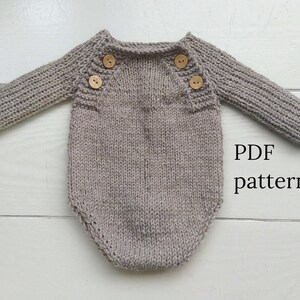 RAFFAH Romper PDF Muster, Strickmuster, Photo Prop Muster, Neugeborenen Langarm Romper Muster