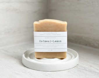 Oatmeal Lemon Soap Bar / made with 100% Organic Oil+ non-GMO Oils / Organic Soap / Handmade Soap / Vegan Soap