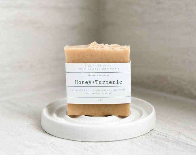 Honey + Turmeric Handmade Soap Bar | 100% Natural Handmade Soap | Organic Soap | Vegan | Botanical Handmade Soap | Gift for her