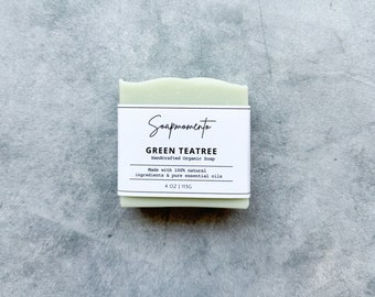 Green Teatree  | 100% All Natural | Botanical Handmade Soap | Vegan Soap | Organic Soap | Palm-Free Soap | Gift for Her