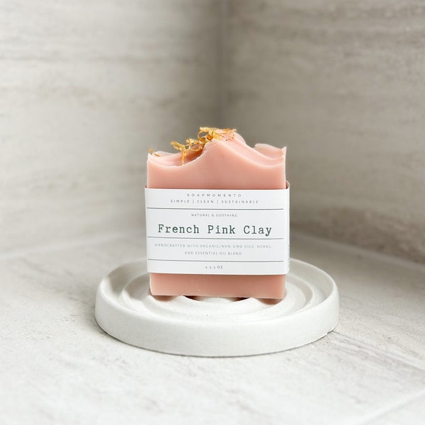 French Pink Clay Soap / 100% Natural Handmade Soap / Organic Soap / Vegan Soap / Botanical Handmade Soap