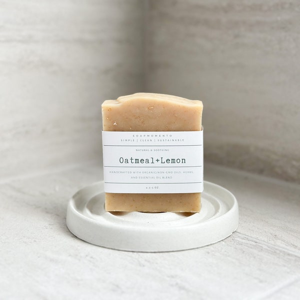 Oatmeal Lemon Soap Bar / made with 100% Organic Oil+ non-GMO Oils / Organic Soap / Handmade Soap / Vegan Soap