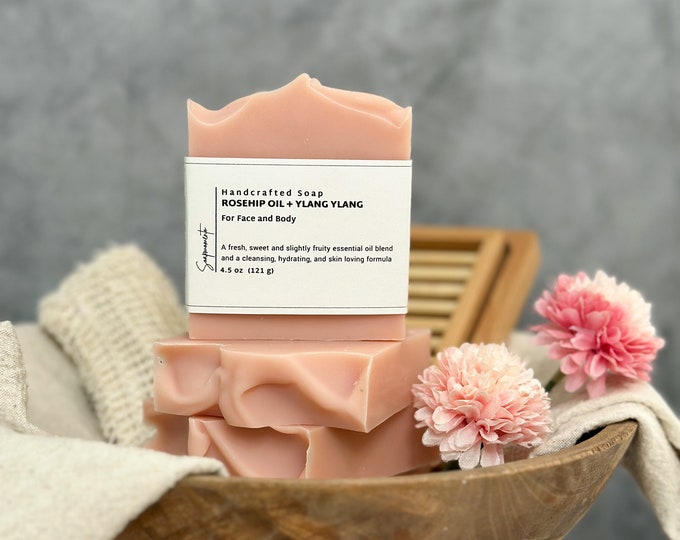 Rosehip Oil + Ylang Ylang  | 100% Natural Handmade Soap | Organic Soap | Vegan | Botanical Handmade Soap | Gift for her