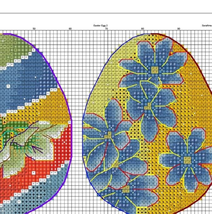 Easter Eggs Counted Cross Stitch Pattern | Etsy