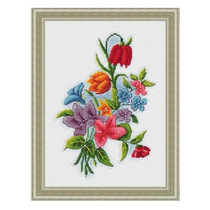 Flowers Cross Stitch Pattern without Blends