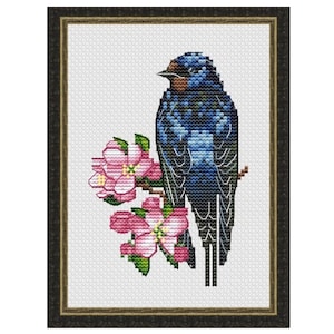 Spring Barn Swallow Little Bird Counted Cross Stitch Pattern